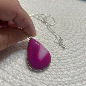 Beautiful PINK BOTSWANA AGATE Handmade Sterling 925 Pendant/Chain #354D